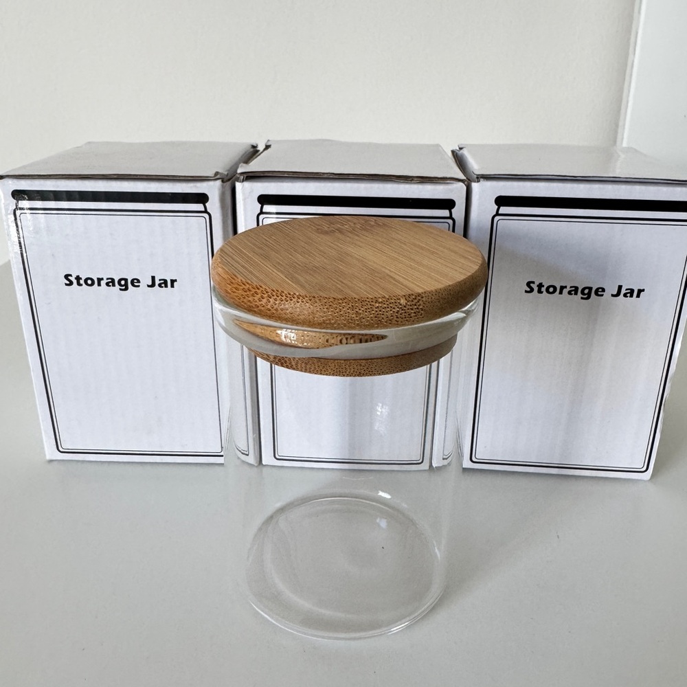 3 Pc Glass Spice Jars - 8oz Empty Round Spice Storage Containers new - Picture 1 of 4